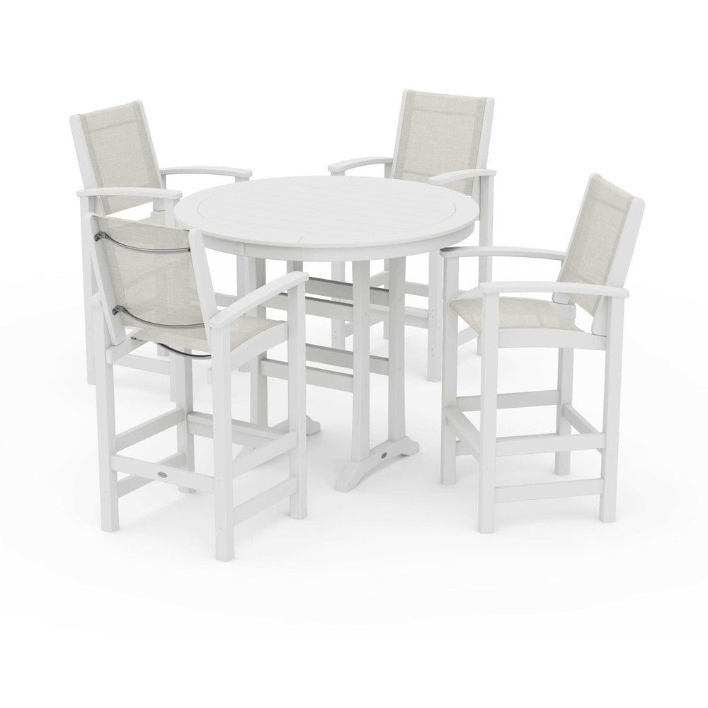 POLYWOOD® Outdoor Furniture POLYWOOD® - Coastal 5-Piece Nautical Trestle Bar Set - PWS304