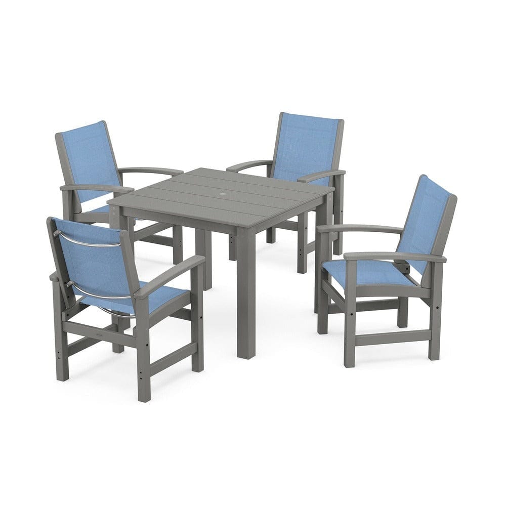 POLYWOOD® Outdoor Furniture Slate Grey / Poolside Sling POLYWOOD® - Coastal 5-Piece Parsons Dining Set - PWS2278