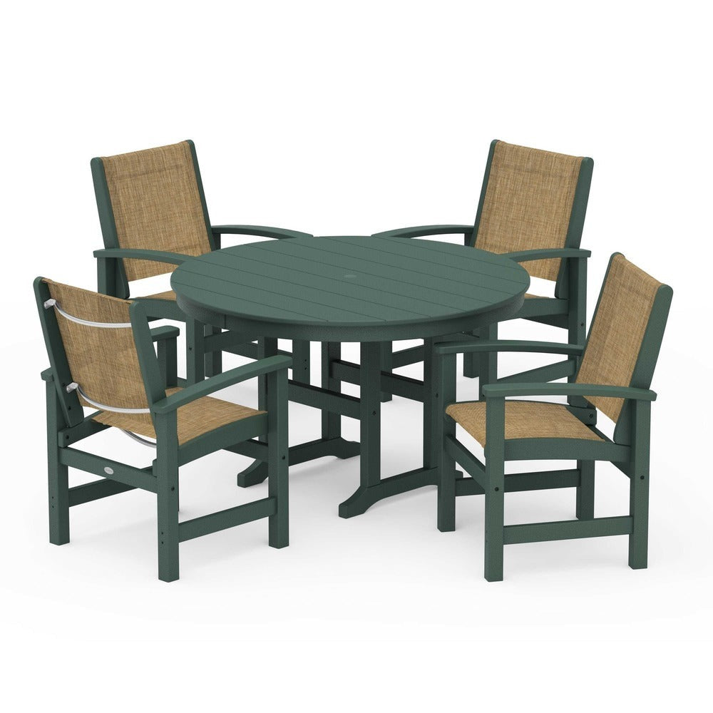 POLYWOOD® Coastal 5-Piece Round Farmhouse Dining Set - PWS155