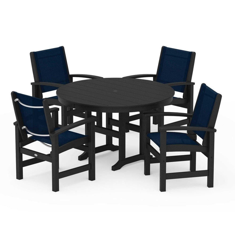 POLYWOOD® Coastal 5-Piece Round Farmhouse Dining Set - PWS155