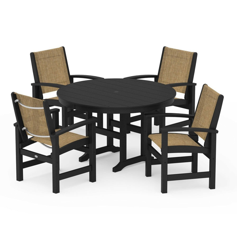 POLYWOOD® Coastal 5-Piece Round Farmhouse Dining Set - PWS155