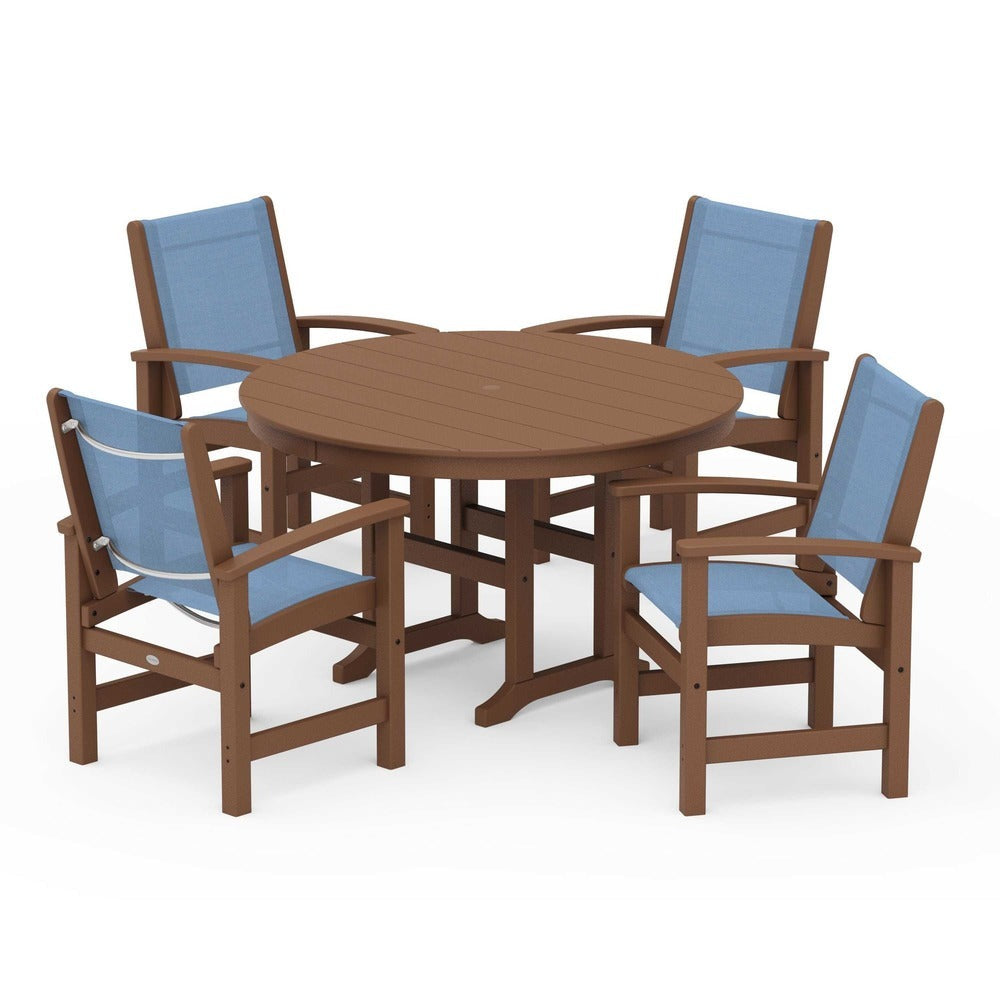 POLYWOOD® Coastal 5-Piece Round Farmhouse Dining Set - PWS155