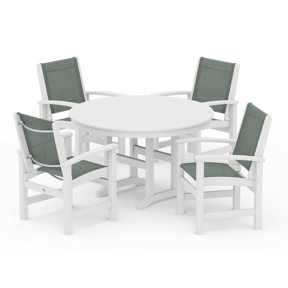 POLYWOOD® Coastal 5-Piece Round Farmhouse Dining Set - PWS155