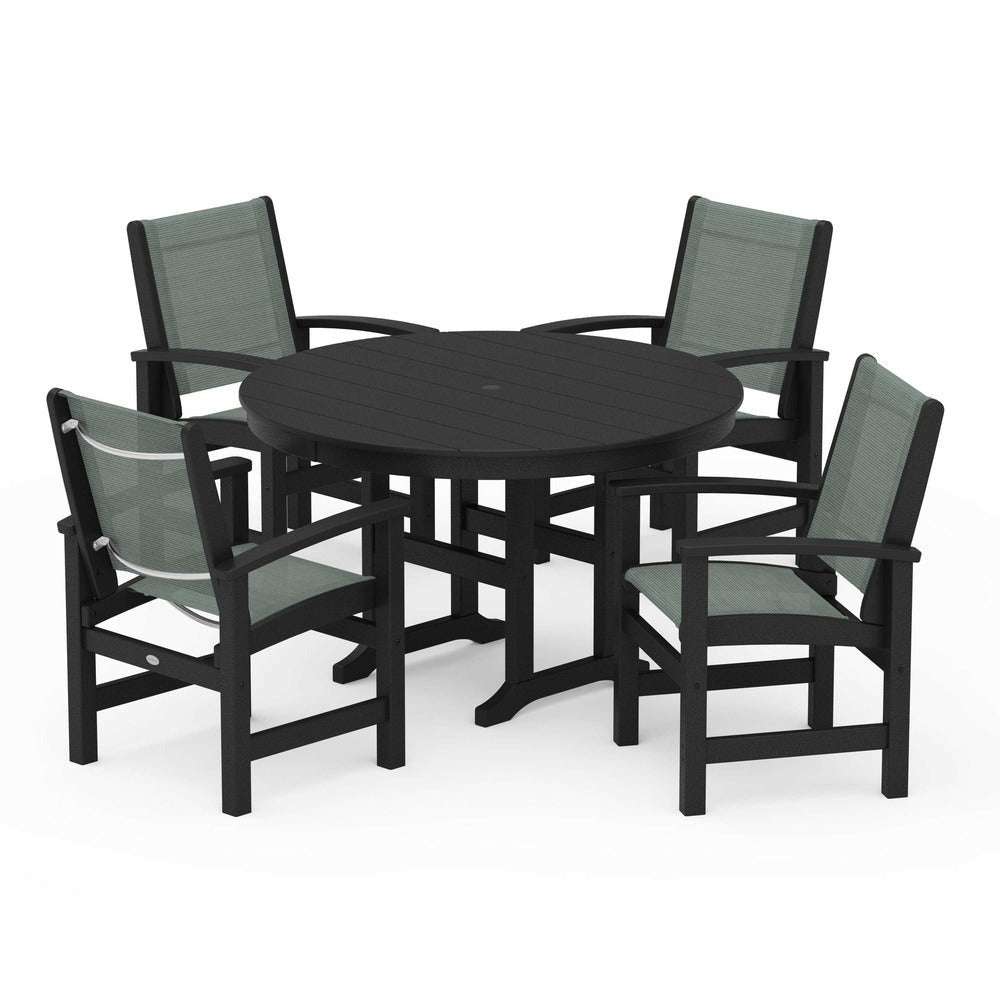 POLYWOOD® Coastal 5-Piece Round Farmhouse Dining Set - PWS155
