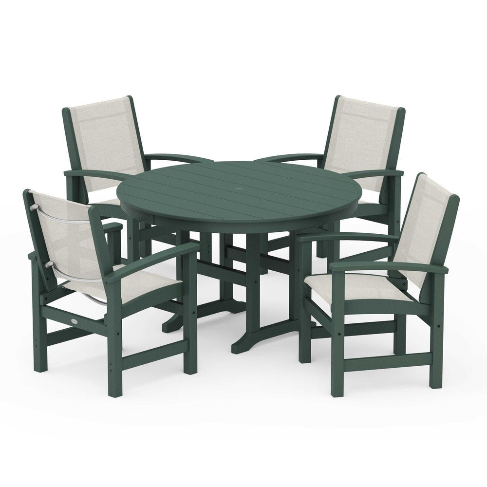 POLYWOOD® Coastal 5-Piece Round Farmhouse Dining Set - PWS155 Outdoor Furniture POLYWOOD®