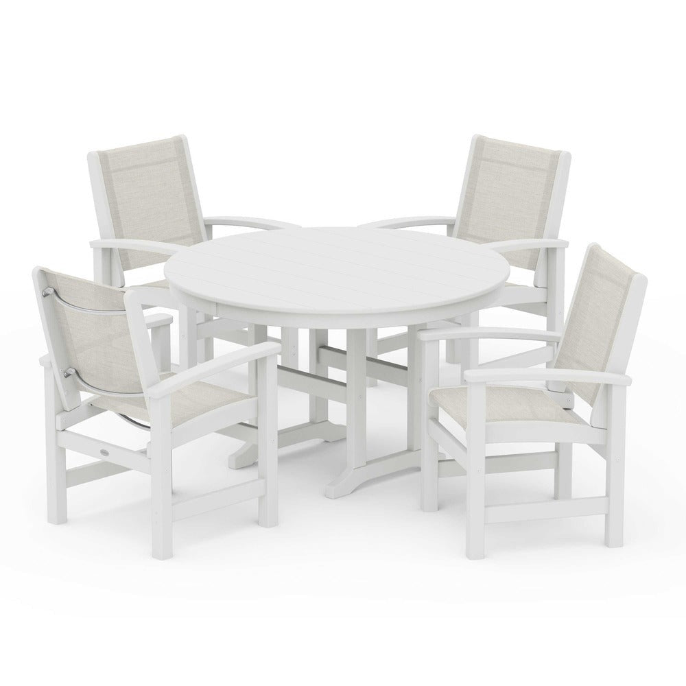POLYWOOD® Coastal 5-Piece Round Farmhouse Dining Set - PWS155