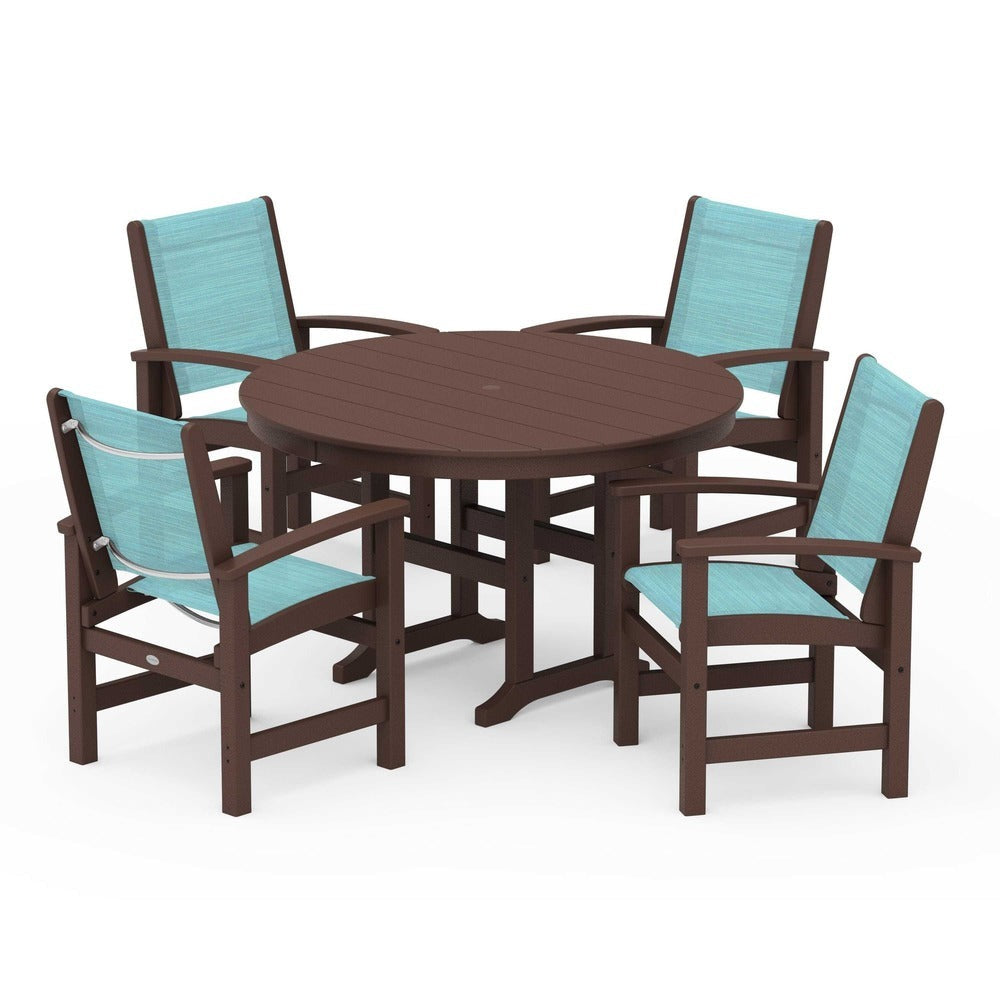 POLYWOOD® Coastal 5-Piece Round Farmhouse Dining Set - PWS155