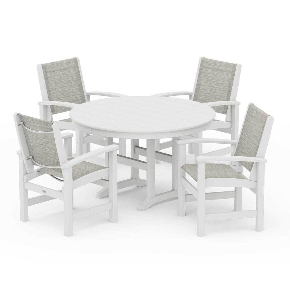 POLYWOOD® Outdoor Furniture POLYWOOD® Coastal 5-Piece Round Farmhouse Dining Set - PWS155