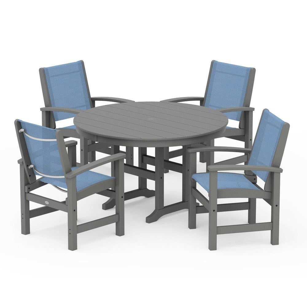 POLYWOOD® Coastal 5-Piece Round Farmhouse Dining Set - PWS155