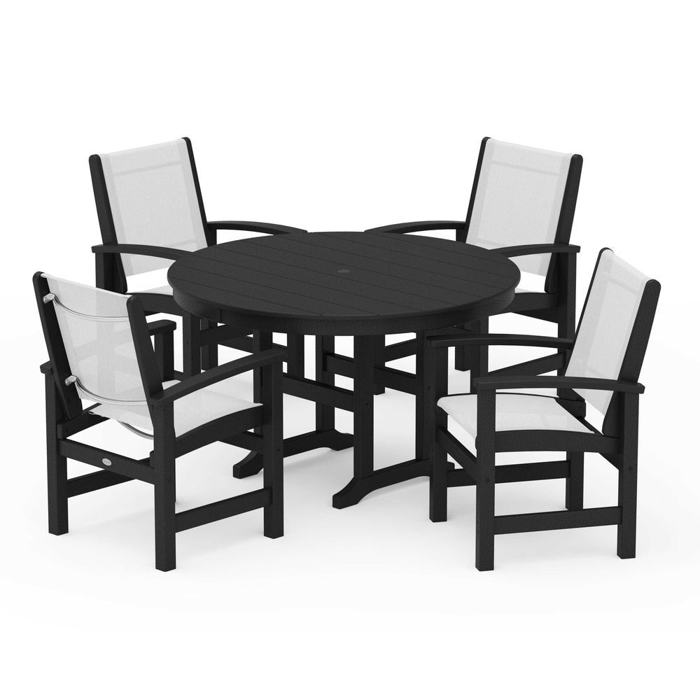 POLYWOOD® Coastal 5-Piece Round Farmhouse Dining Set - PWS155