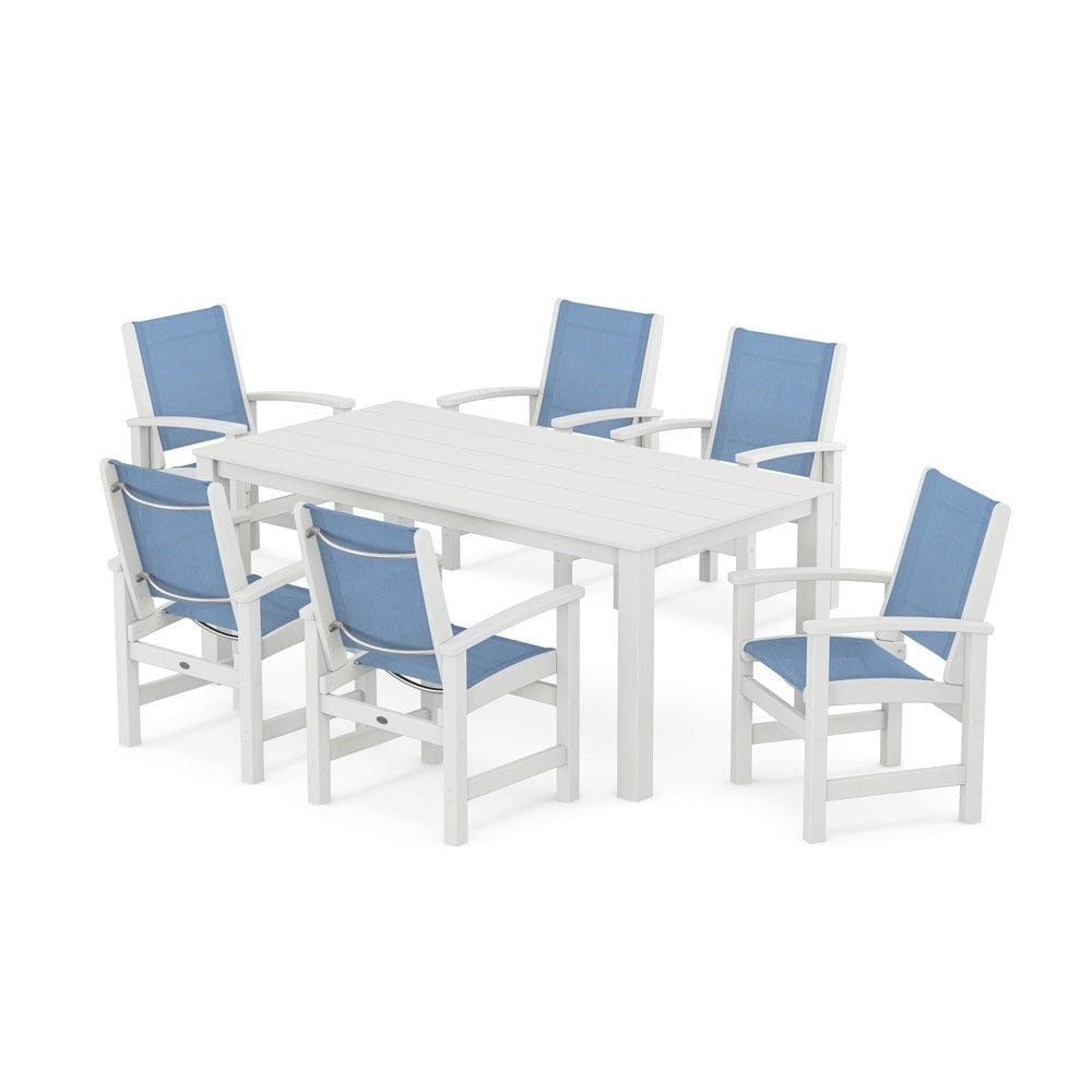 POLYWOOD® Outdoor Furniture White / Poolside Sling POLYWOOD® - Coastal 7-Piece Parsons Dining Set - PWS2275