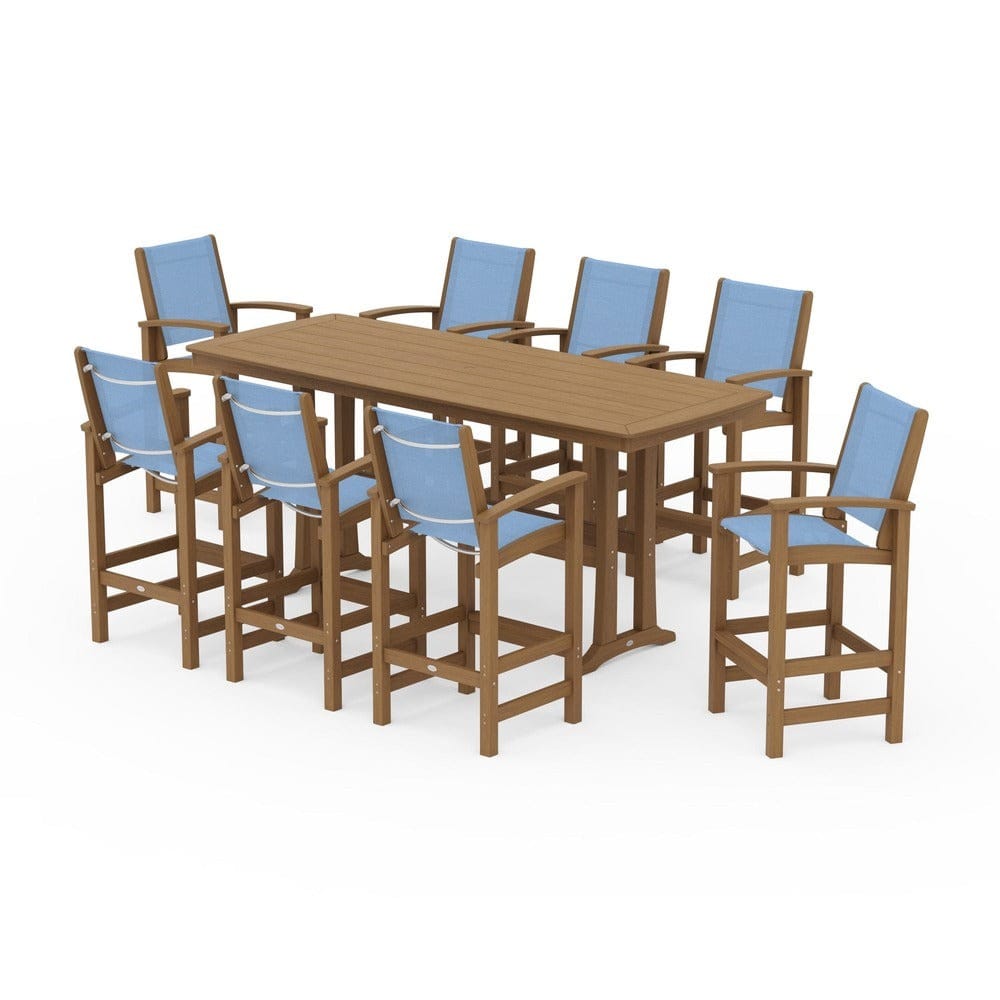 POLYWOOD® Outdoor Furniture POLYWOOD® - Coastal 9-Piece Bar Set with Trestle Legs - PWS1948