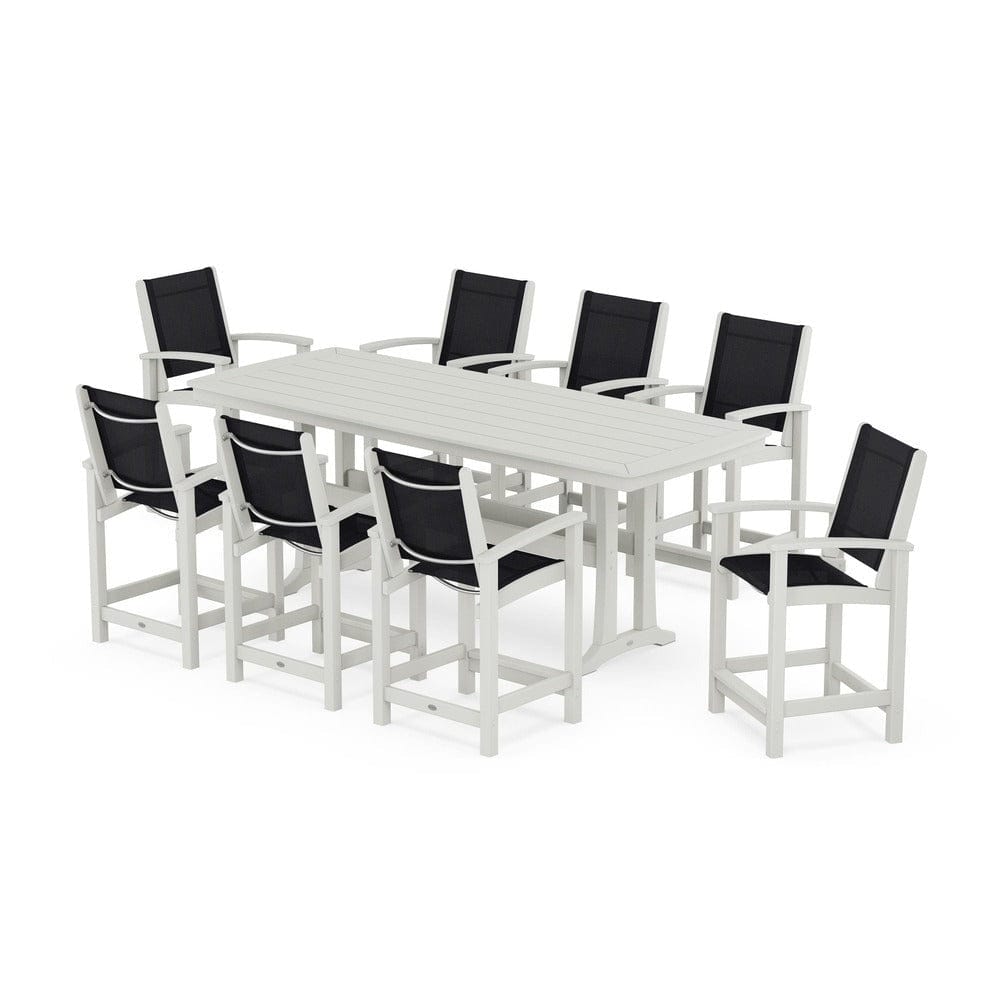 POLYWOOD® Outdoor Furniture POLYWOOD® - Coastal 9-Piece Counter Set with Trestle Legs - PWS1931