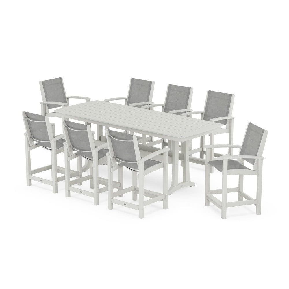 POLYWOOD® Outdoor Furniture POLYWOOD® - Coastal 9-Piece Counter Set with Trestle Legs - PWS1931