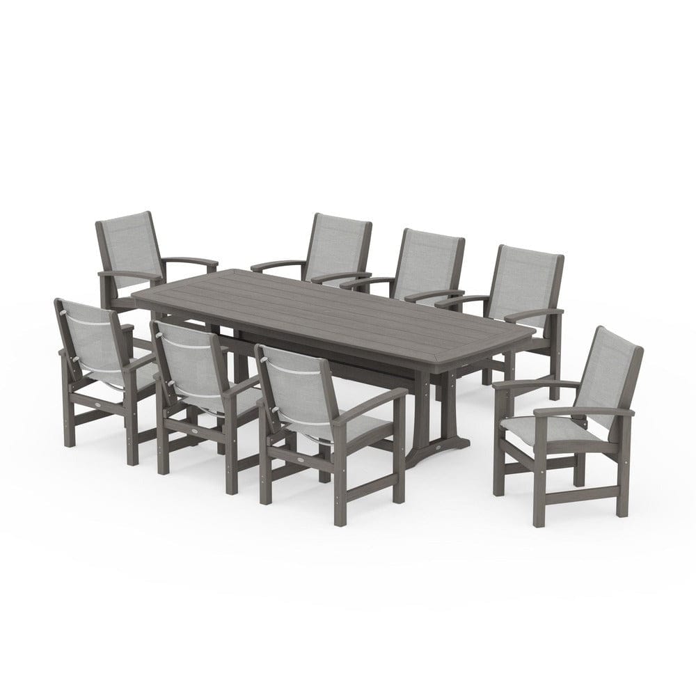 POLYWOOD® Outdoor Furniture POLYWOOD® - Coastal 9-Piece Dining Set with Trestle Legs - PWS1502