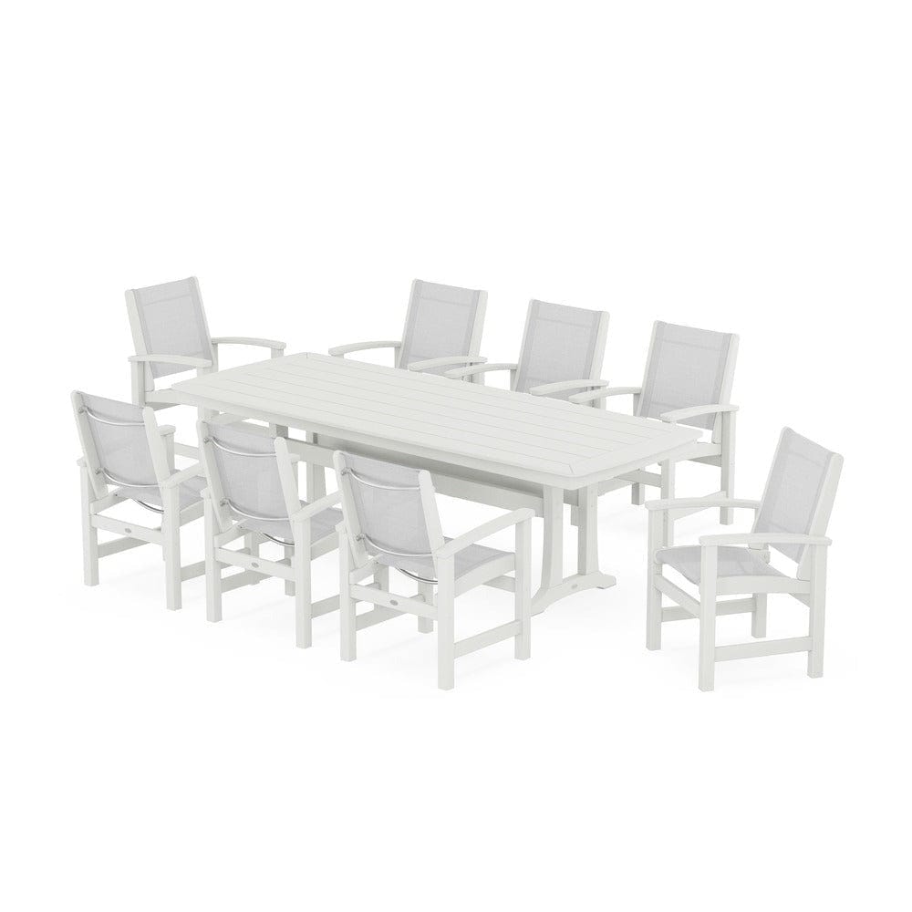 POLYWOOD® Outdoor Furniture POLYWOOD® - Coastal 9-Piece Dining Set with Trestle Legs - PWS1502