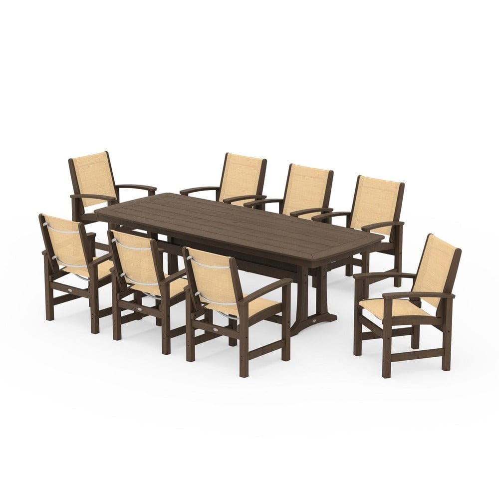 POLYWOOD® Outdoor Furniture POLYWOOD® - Coastal 9-Piece Dining Set with Trestle Legs - PWS1502