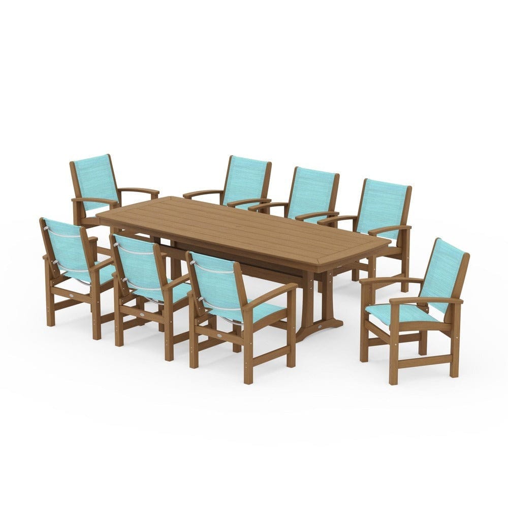 POLYWOOD® Outdoor Furniture POLYWOOD® - Coastal 9-Piece Dining Set with Trestle Legs - PWS1502