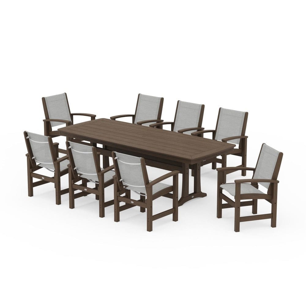 POLYWOOD® Outdoor Furniture POLYWOOD® - Coastal 9-Piece Dining Set with Trestle Legs - PWS1502