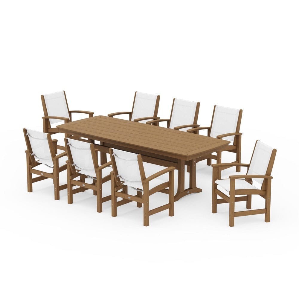 POLYWOOD® Outdoor Furniture POLYWOOD® - Coastal 9-Piece Dining Set with Trestle Legs - PWS1502