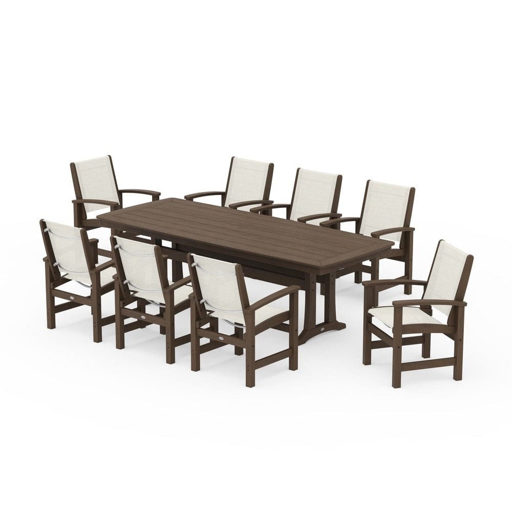 POLYWOOD® Outdoor Furniture POLYWOOD® - Coastal 9-Piece Dining Set with Trestle Legs - PWS1502