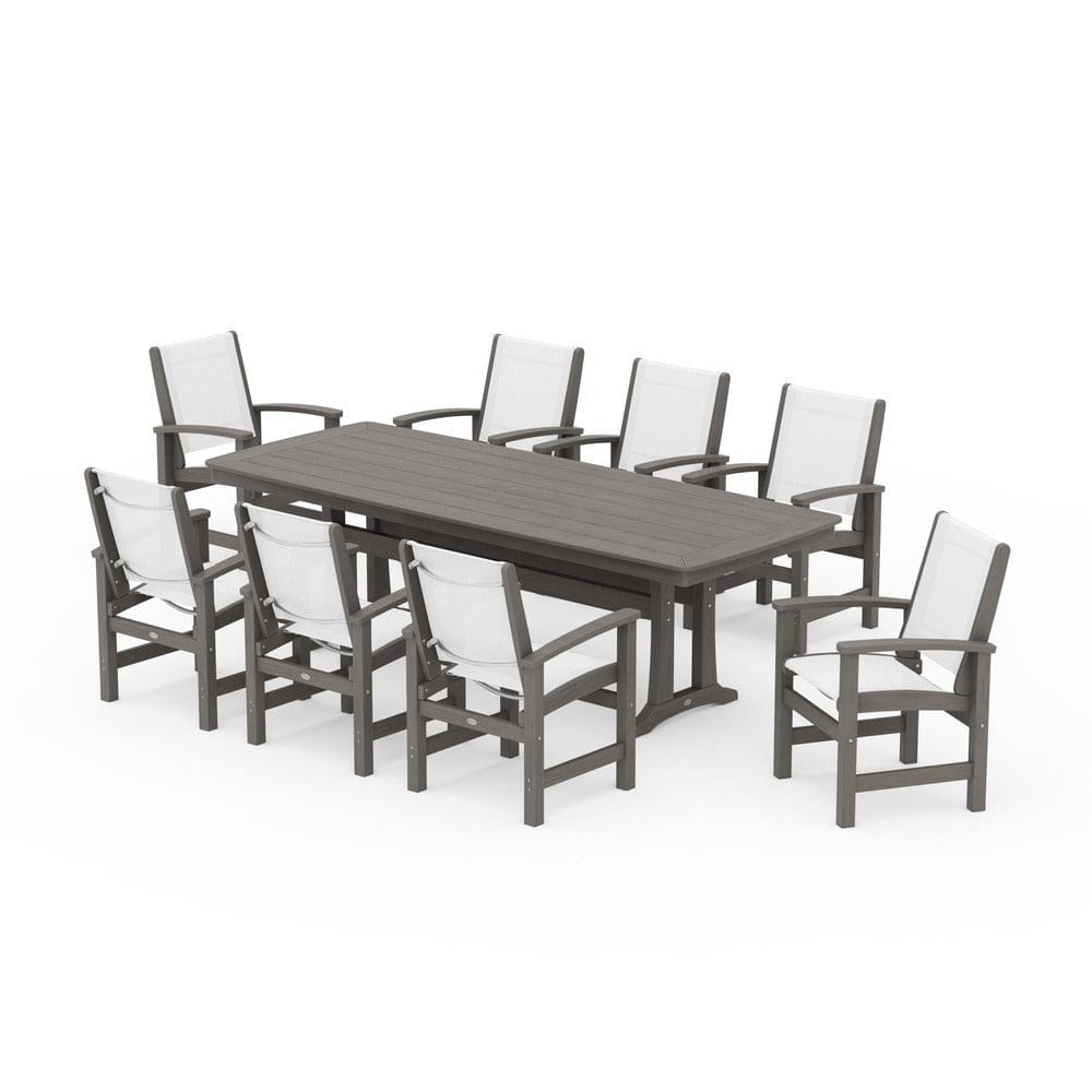 POLYWOOD® Outdoor Furniture POLYWOOD® - Coastal 9-Piece Dining Set with Trestle Legs - PWS1502