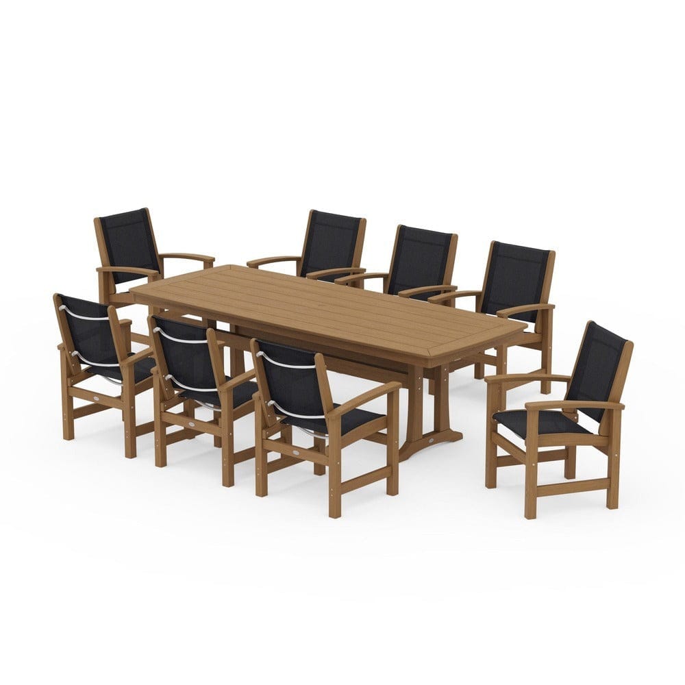 POLYWOOD® Outdoor Furniture POLYWOOD® - Coastal 9-Piece Dining Set with Trestle Legs - PWS1502