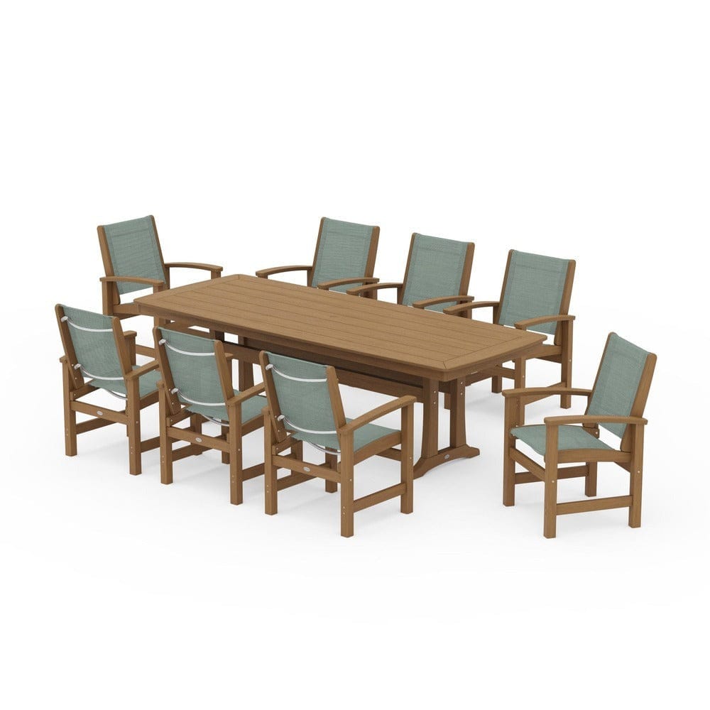 POLYWOOD® Outdoor Furniture POLYWOOD® - Coastal 9-Piece Dining Set with Trestle Legs - PWS1502