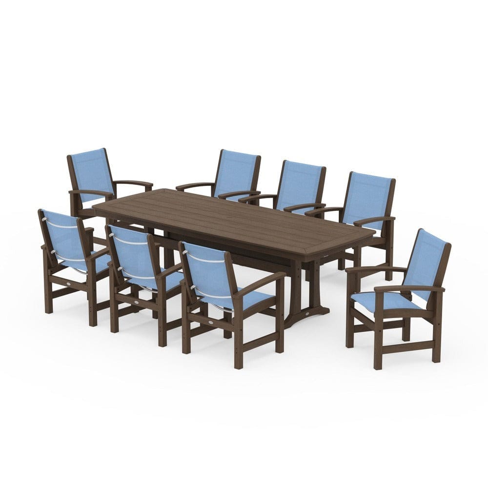 POLYWOOD® Outdoor Furniture POLYWOOD® - Coastal 9-Piece Dining Set with Trestle Legs - PWS1502