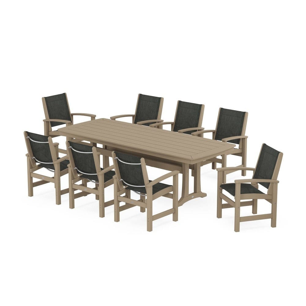 POLYWOOD® Outdoor Furniture POLYWOOD® - Coastal 9-Piece Dining Set with Trestle Legs - PWS1502