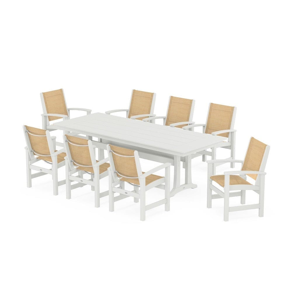 POLYWOOD® - Coastal 9-Piece Farmhouse Dining Set with Trestle Legs - PWS1448-1
