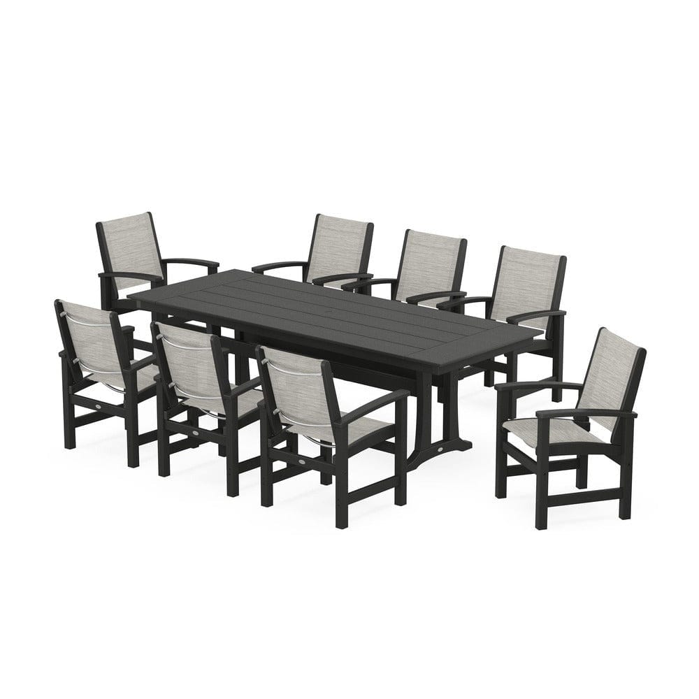 POLYWOOD® - Coastal 9-Piece Farmhouse Dining Set with Trestle Legs - PWS1448-1