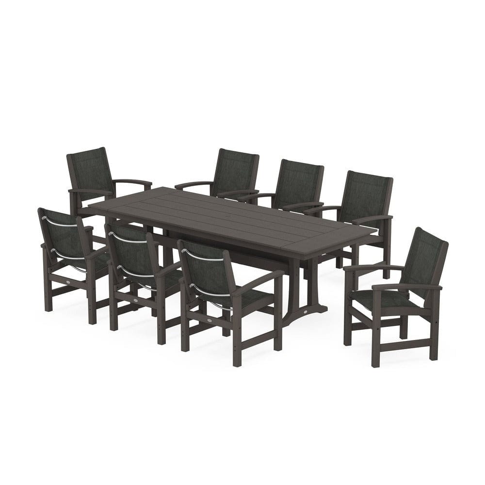 POLYWOOD® - Coastal 9-Piece Farmhouse Dining Set with Trestle Legs - PWS1448-1