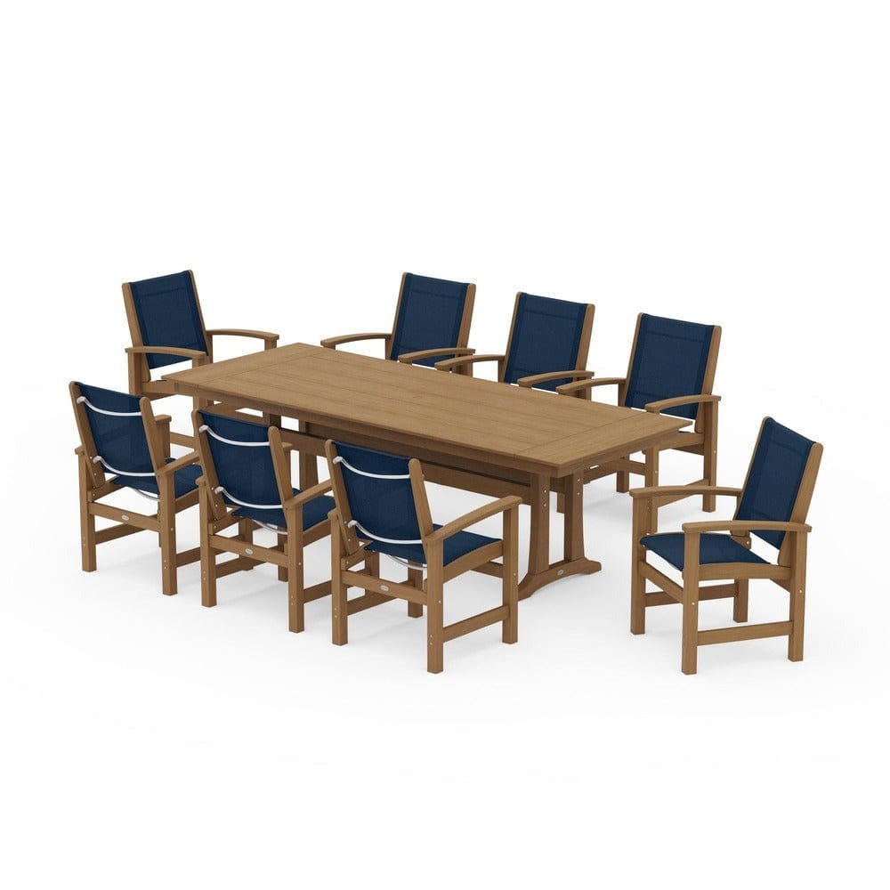 POLYWOOD® - Coastal 9-Piece Farmhouse Dining Set with Trestle Legs - PWS1448-1