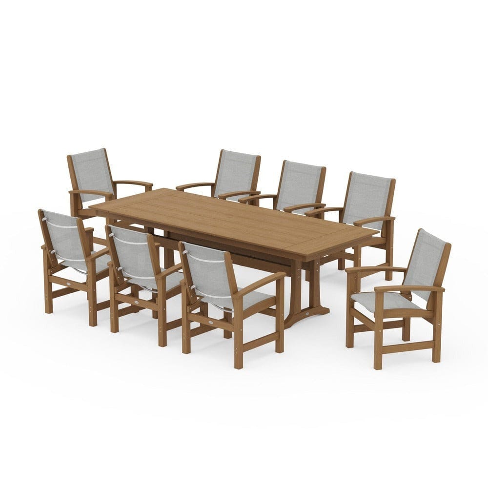 POLYWOOD® Outdoor Furniture POLYWOOD® - Coastal 9-Piece Farmhouse Dining Set with Trestle Legs - PWS1448-1