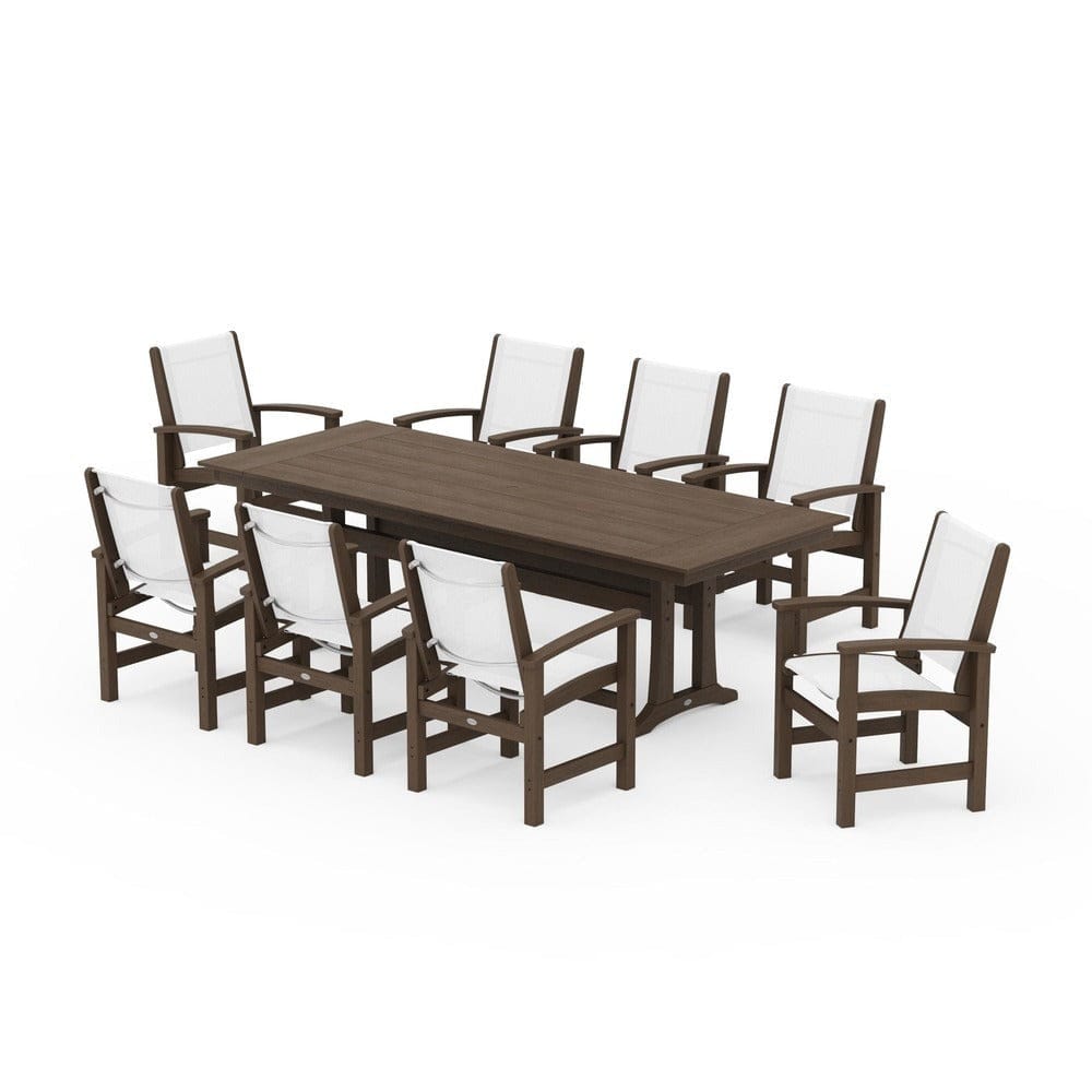 POLYWOOD® - Coastal 9-Piece Farmhouse Dining Set with Trestle Legs - PWS1448-1
