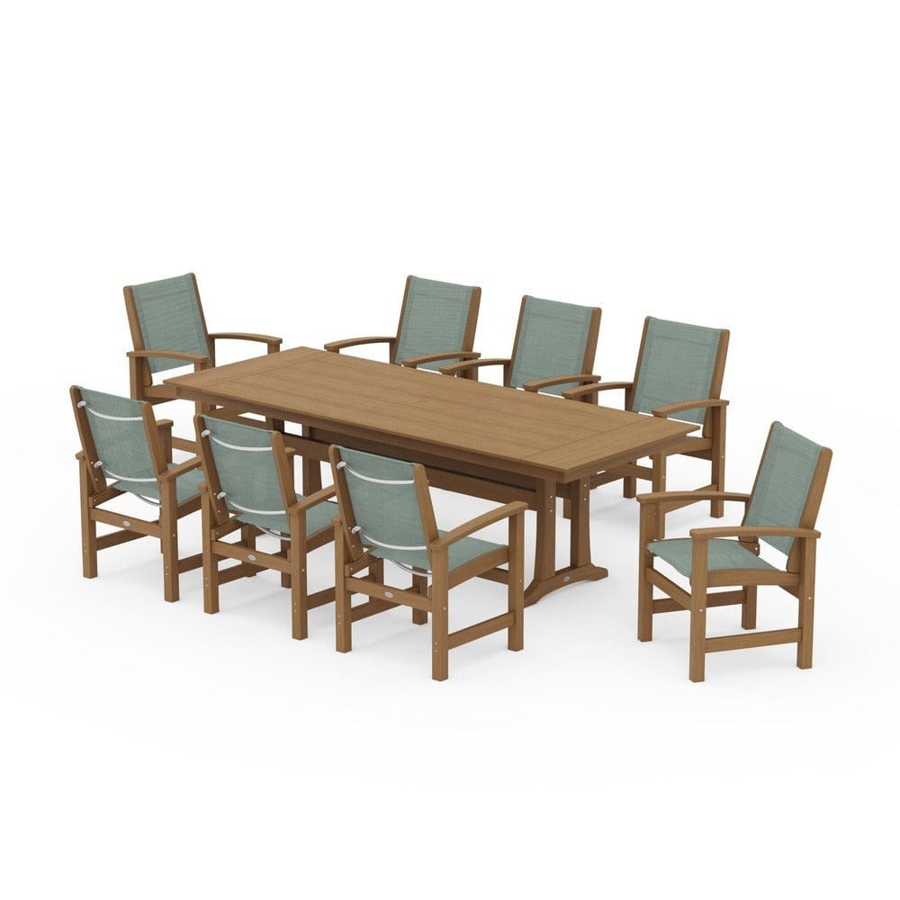 POLYWOOD® - Coastal 9-Piece Farmhouse Dining Set with Trestle Legs - PWS1448-1