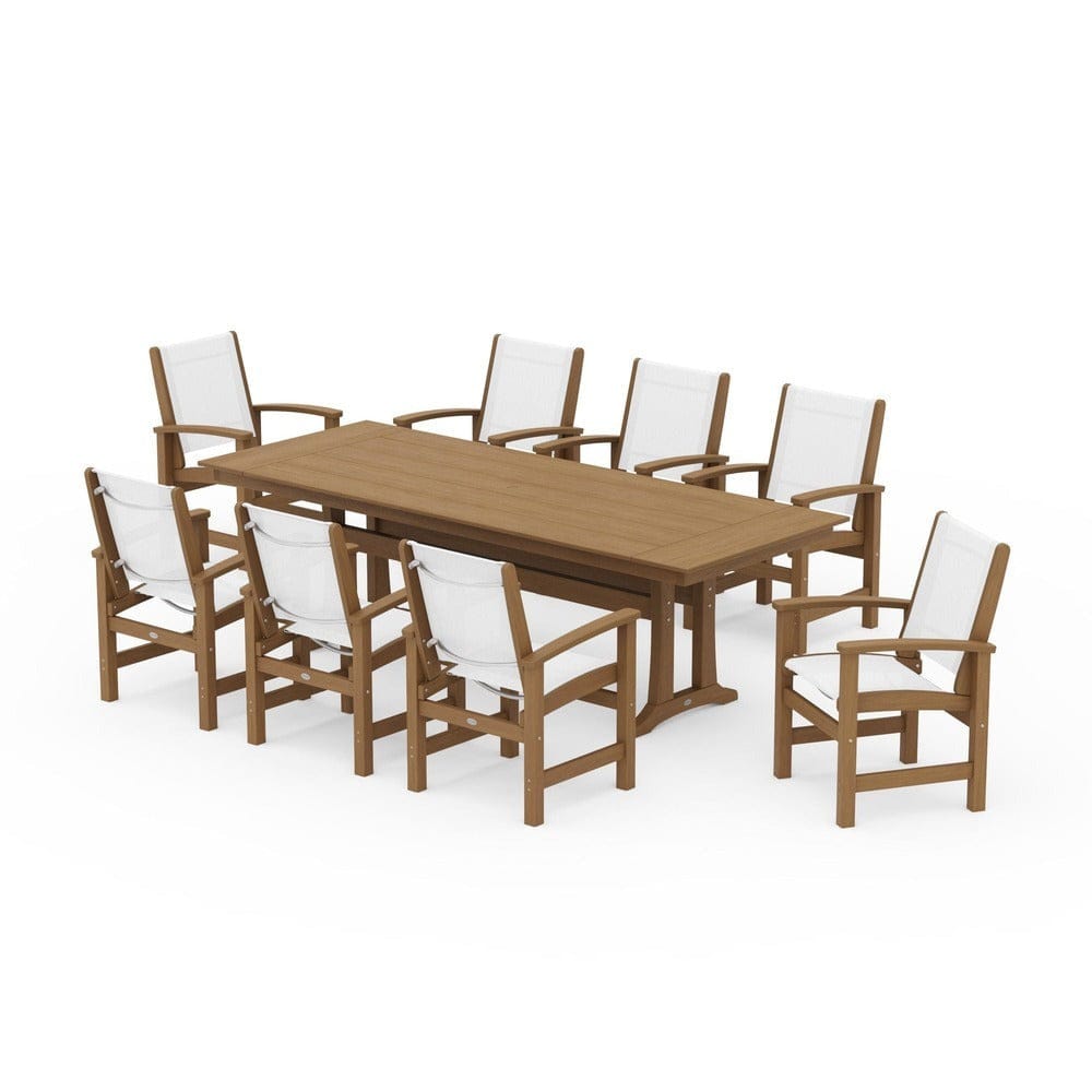 POLYWOOD® - Coastal 9-Piece Farmhouse Dining Set with Trestle Legs - PWS1448-1
