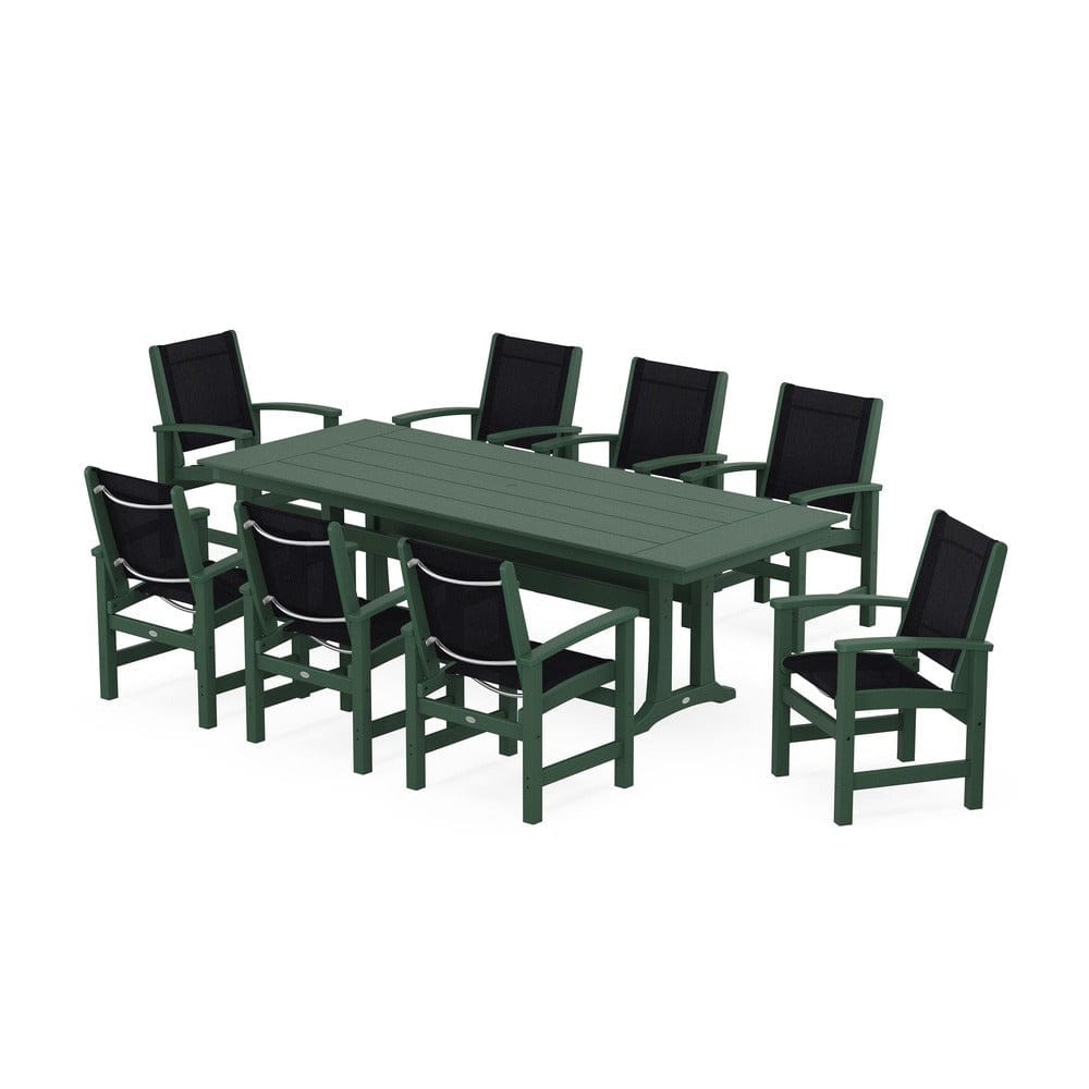 POLYWOOD® - Coastal 9-Piece Farmhouse Dining Set with Trestle Legs - PWS1448-1