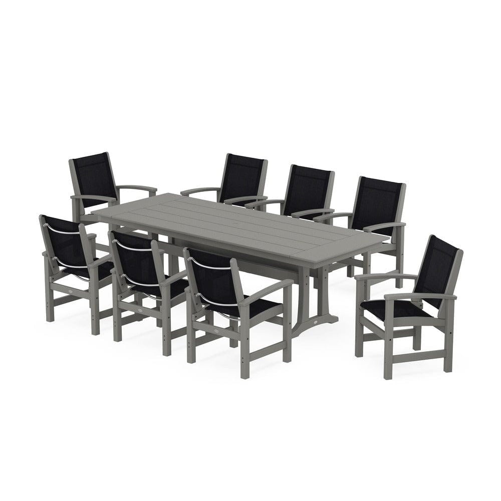 POLYWOOD® - Coastal 9-Piece Farmhouse Dining Set with Trestle Legs - PWS1448-1