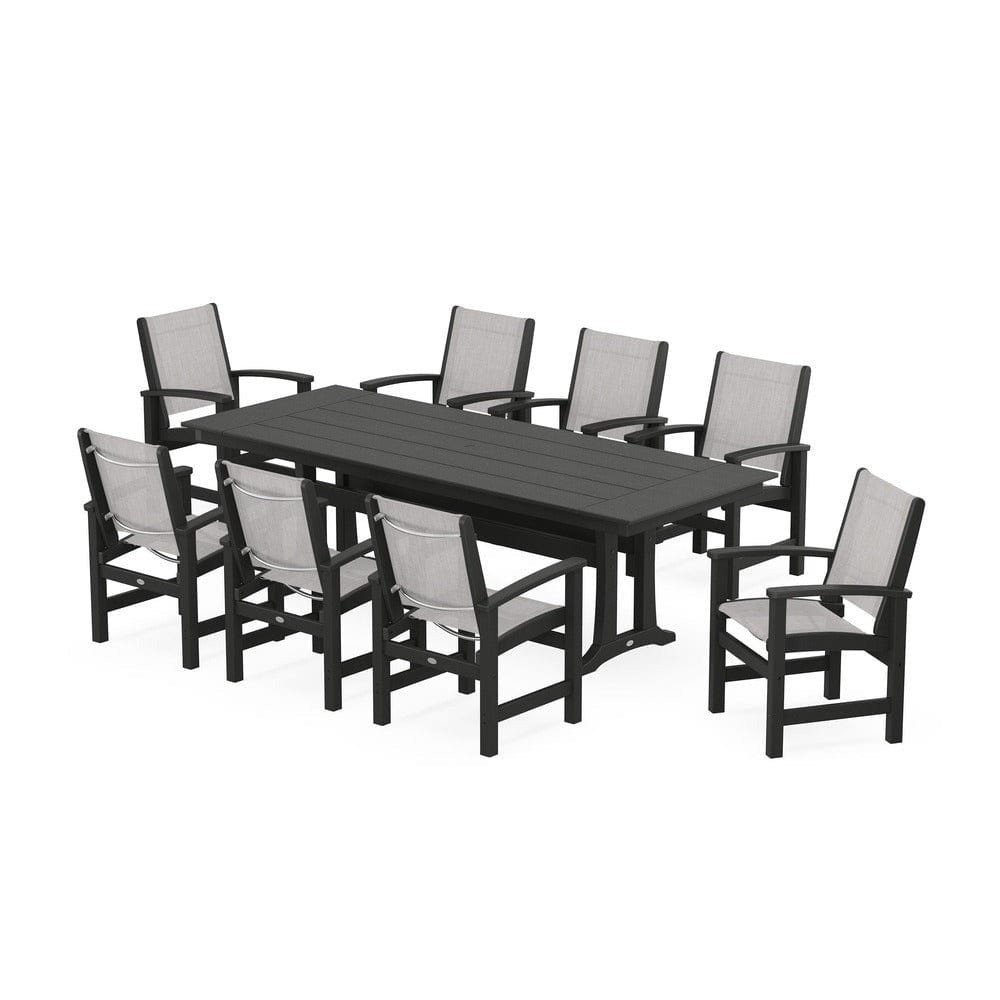 POLYWOOD® - Coastal 9-Piece Farmhouse Dining Set with Trestle Legs - PWS1448-1