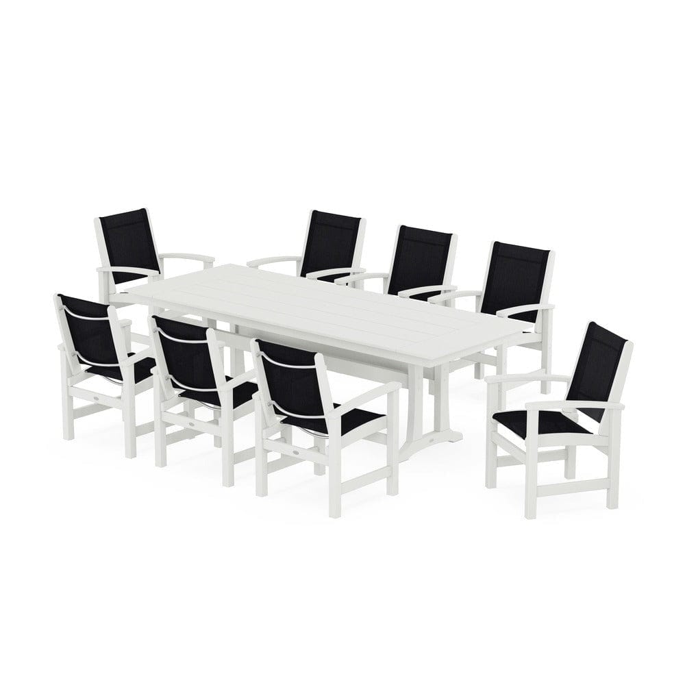 POLYWOOD® - Coastal 9-Piece Farmhouse Dining Set with Trestle Legs - PWS1448-1