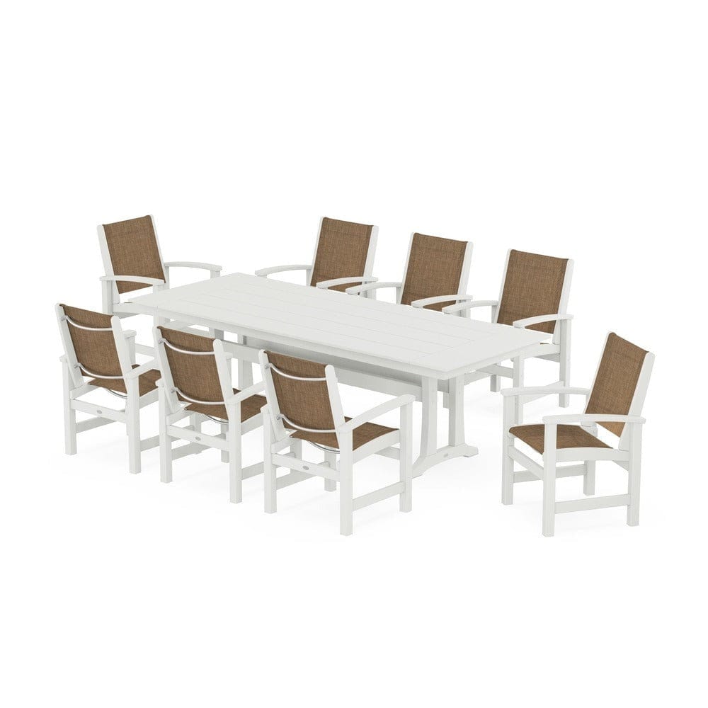 POLYWOOD® - Coastal 9-Piece Farmhouse Dining Set with Trestle Legs - PWS1448-1