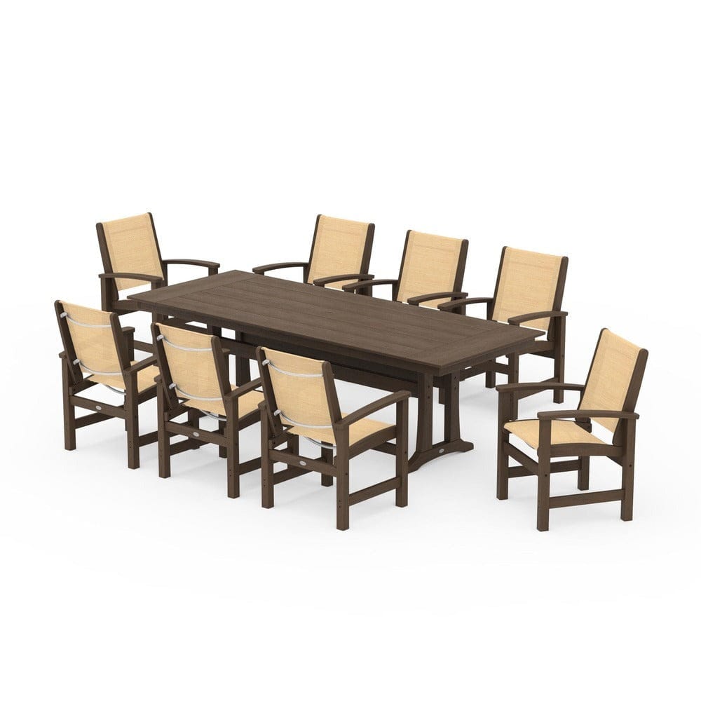 POLYWOOD® - Coastal 9-Piece Farmhouse Dining Set with Trestle Legs - PWS1448-1