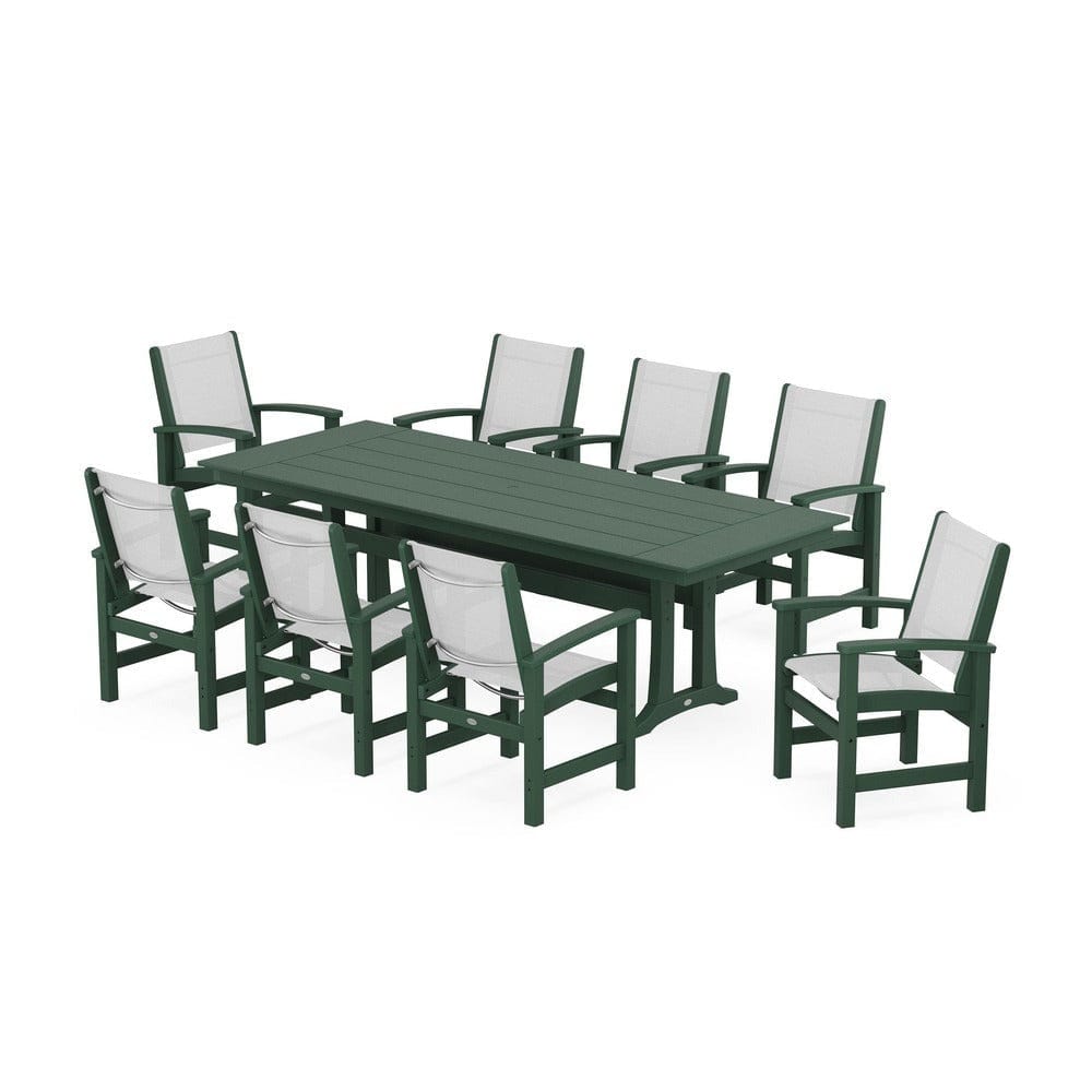 POLYWOOD® - Coastal 9-Piece Farmhouse Dining Set with Trestle Legs - PWS1448-1