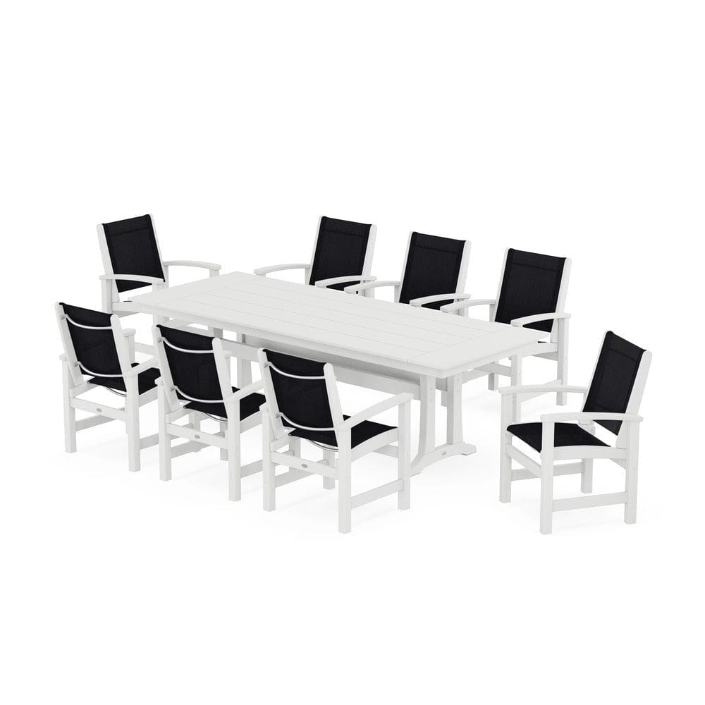 POLYWOOD® - Coastal 9-Piece Farmhouse Dining Set with Trestle Legs - PWS1448-1