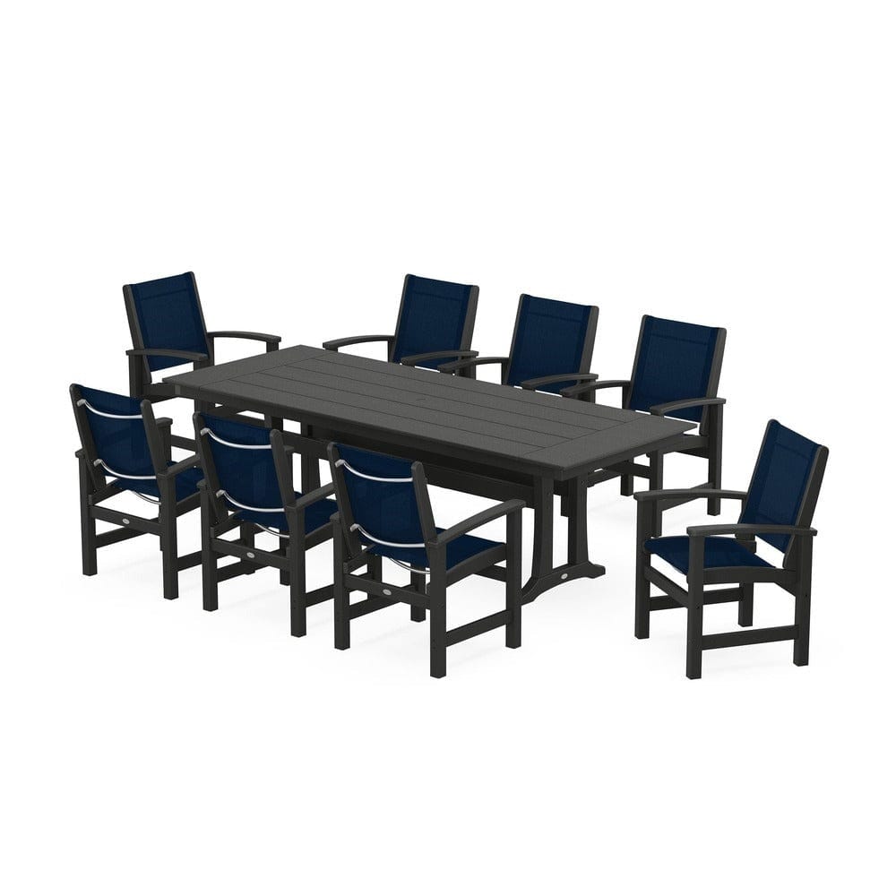 POLYWOOD® - Coastal 9-Piece Farmhouse Dining Set with Trestle Legs - PWS1448-1