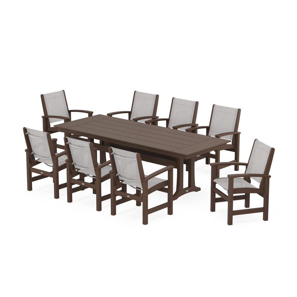 POLYWOOD® - Coastal 9-Piece Farmhouse Dining Set with Trestle Legs - PWS1448-1