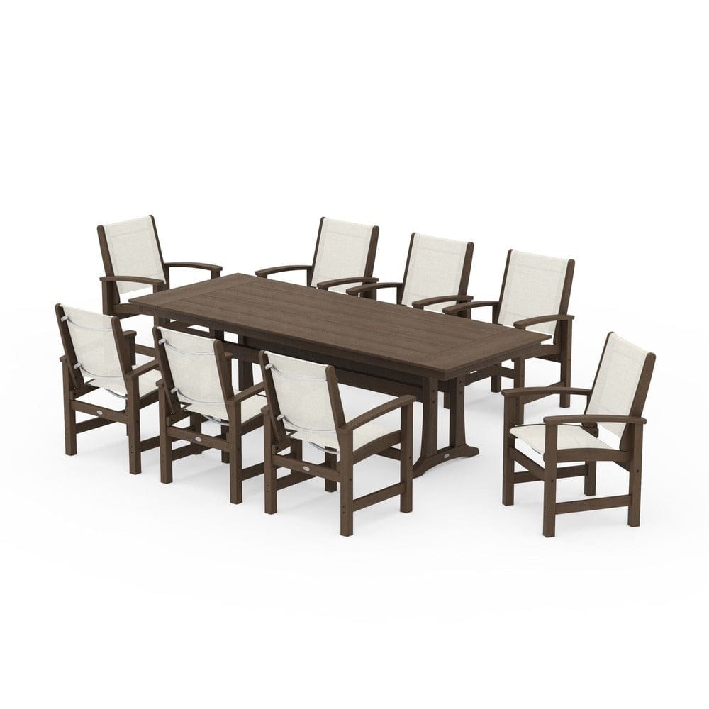 POLYWOOD® - Coastal 9-Piece Farmhouse Dining Set with Trestle Legs - PWS1448-1