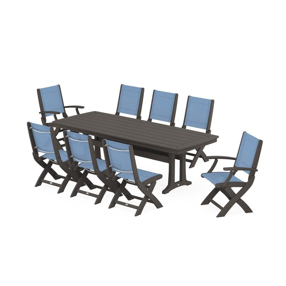 POLYWOOD® - Coastal Folding 9-Piece Dining Set with Trestle Legs - PWS1501 Outdoor Furniture POLYWOOD®